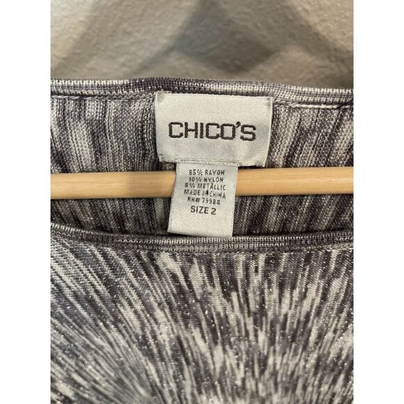 Chico's Women's Pullover Dolman Sleeve Sweater Round Neck Size 2 Gray Metallic - Picture 3 of 7